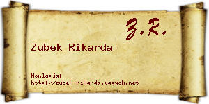Zubek Rikarda névjegykártya